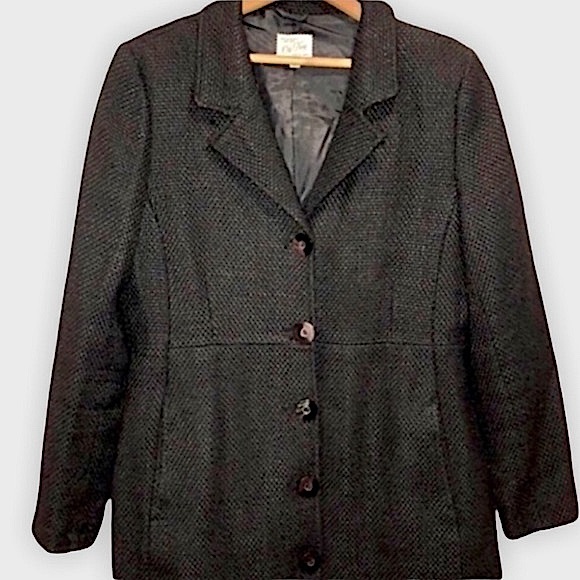 Black Wool Blend Textured Lined Great Quality Peacoat - Picture 4 of 11